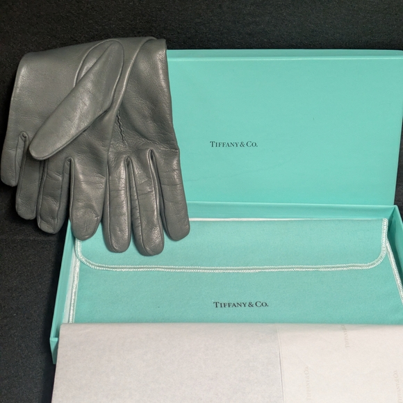 Tiffany & Co. Gray Leather Gloves - Picture 2 of 7